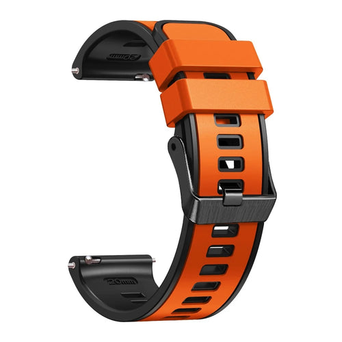 For Huawei Watch Buds / GT 3 SE / GT 3 Pro 46mm Silicone Watchband 22mm Dual Color Watch Strap - Orange / Black - 1