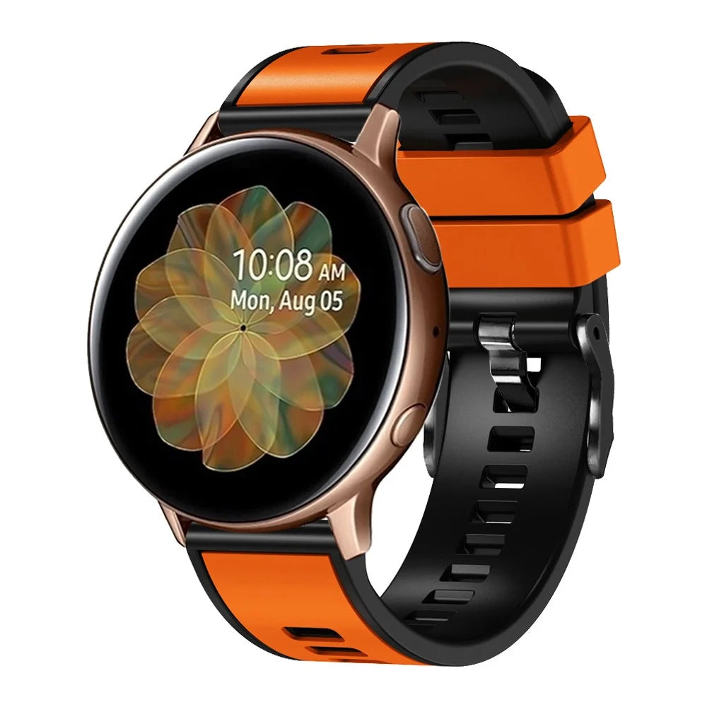 For Huawei Watch Buds / GT 3 SE / GT 3 Pro 46mm Silicone Watchband 22mm Dual Color Watch Strap - Orange / Black - 4