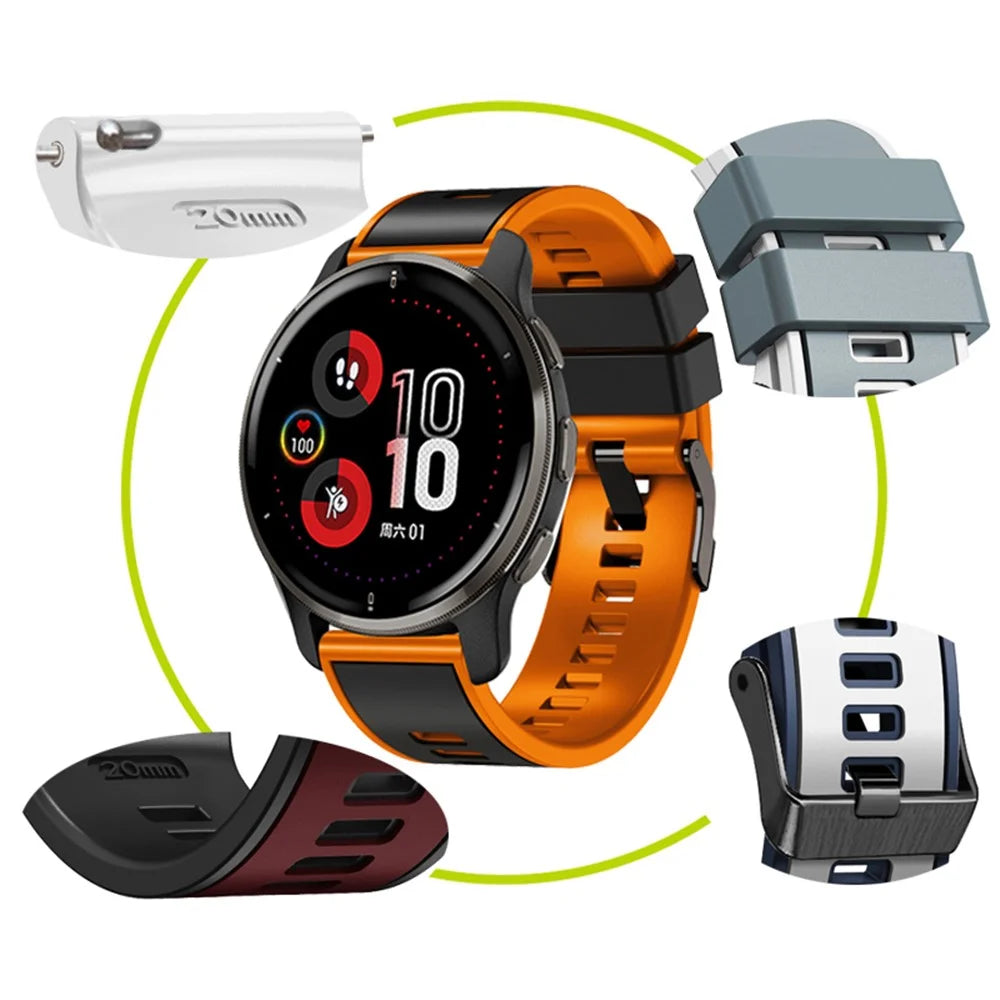For Huawei Watch Buds / GT 3 SE / GT 3 Pro 46mm Silicone Watchband 22mm Dual Color Watch Strap - Orange / Black - 5