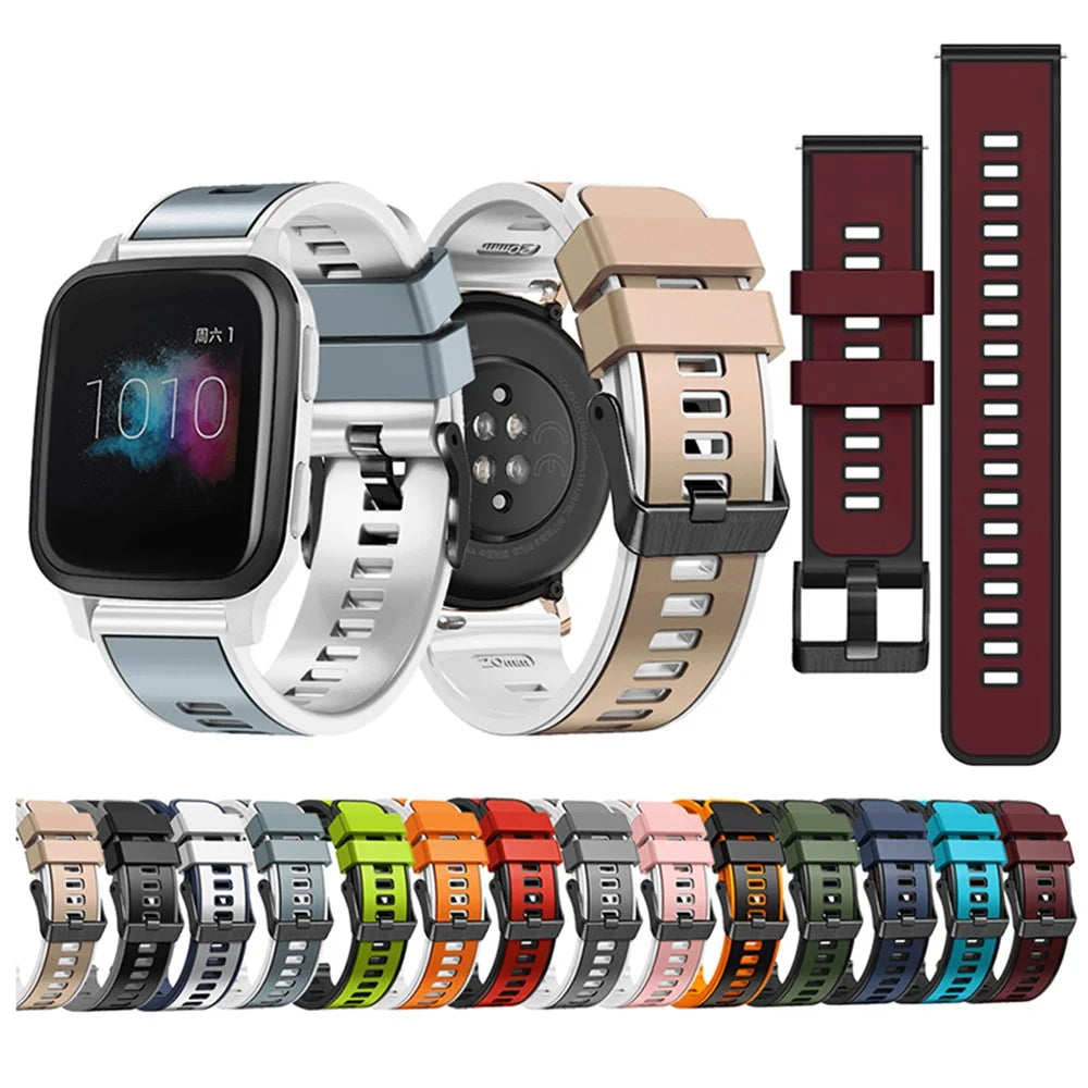 For Huawei Watch Buds / GT 3 SE / GT 3 Pro 46mm Silicone Watchband 22mm Dual Color Watch Strap - Orange / Black - 6