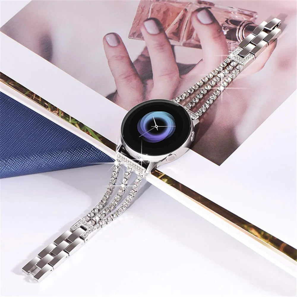 For Google Pixel Watch 4 41mm / Watch 3 41mm / Watch 2 / Watch Anti-Wear Metal Glittery Rhinestone Watch Strap - Silver - 4