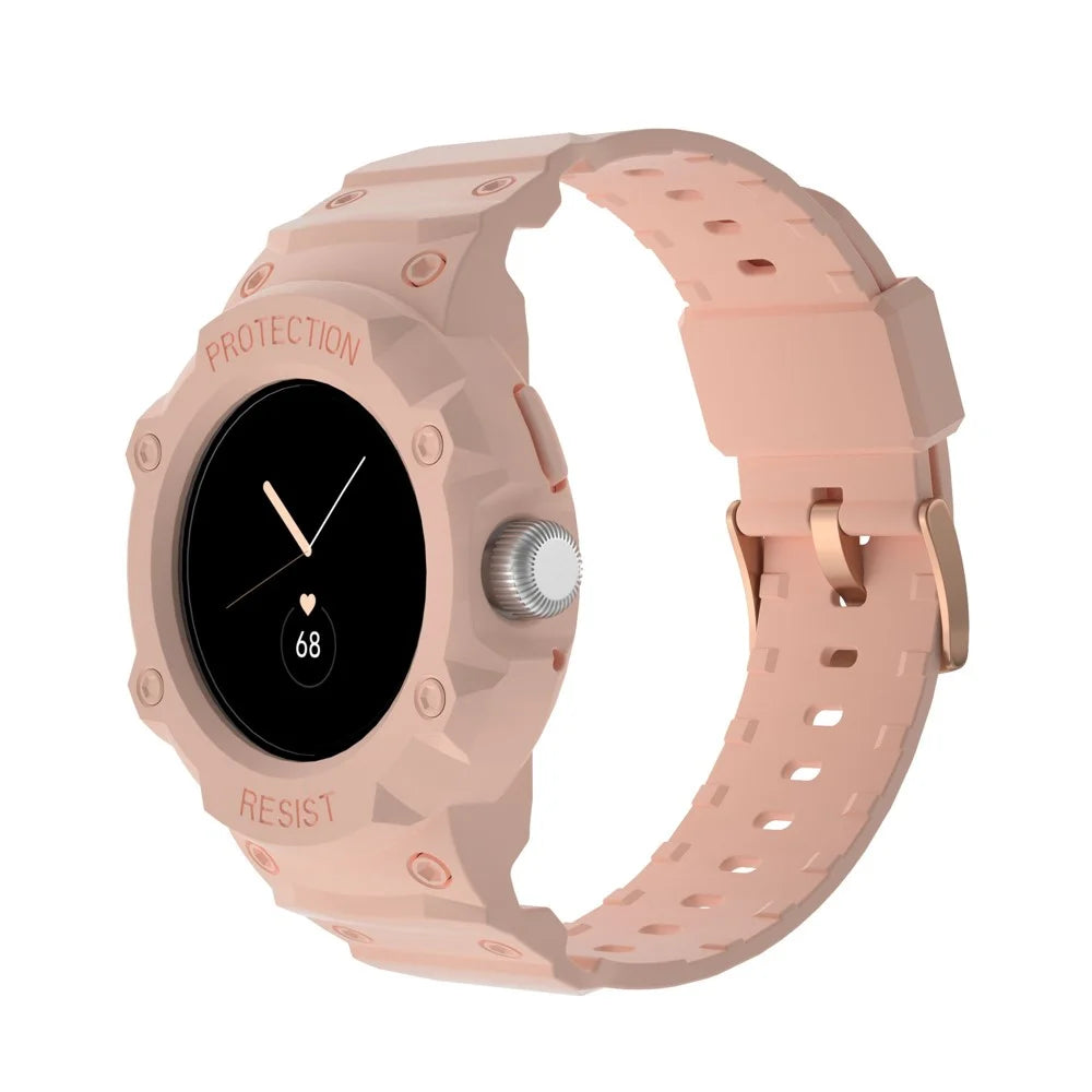 For Google Pixel Watch 4 41mm / Watch 3 41mm / Watch 2 / Watch Integrated Design Soft TPU Replacement Watch Strap with Watch Case - Pink - 1