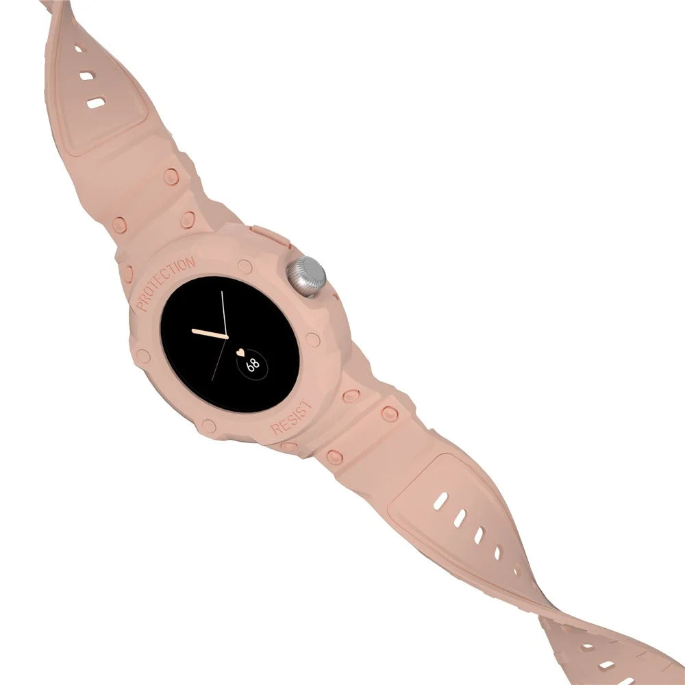 For Google Pixel Watch 4 41mm / Watch 3 41mm / Watch 2 / Watch Integrated Design Soft TPU Replacement Watch Strap with Watch Case - Pink - 4
