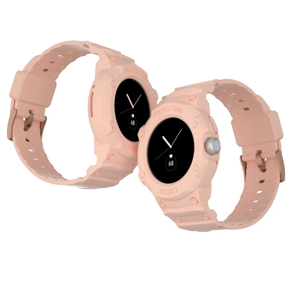 For Google Pixel Watch 4 41mm / Watch 3 41mm / Watch 2 / Watch Integrated Design Soft TPU Replacement Watch Strap with Watch Case - Pink - 5