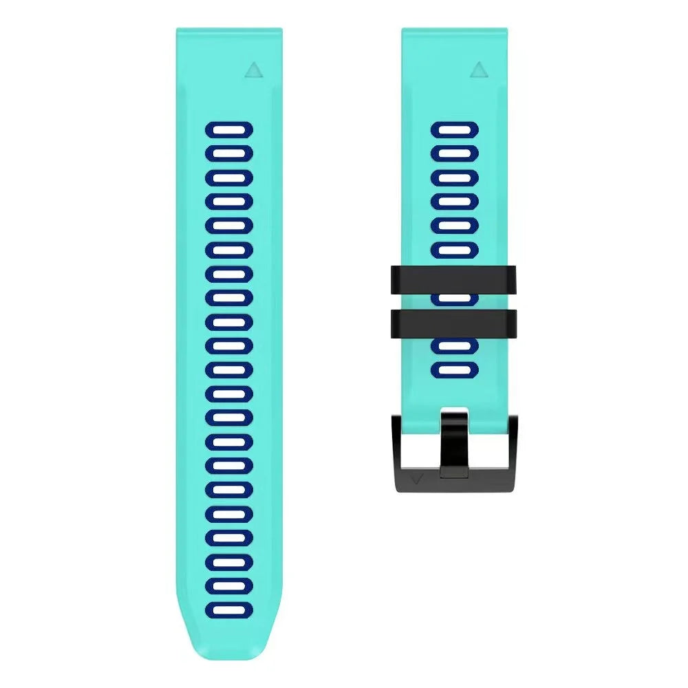 For Garmin Tactix Delta / Enduro / Fenix 7X Silicone Watch Strap Dual Color Quick Release Watchband - Mint Green / Blue - 3