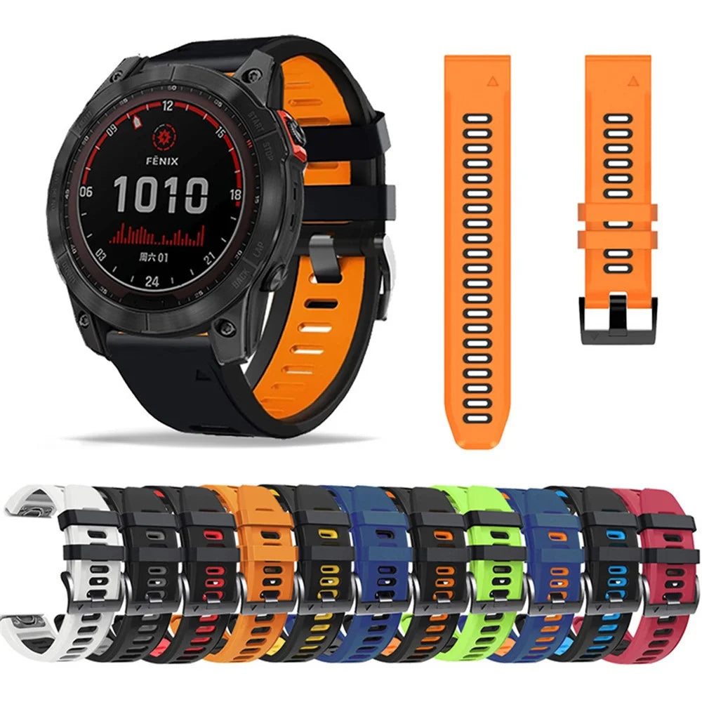 For Garmin Tactix Delta / Enduro / Fenix 7X Silicone Watch Strap Dual Color Quick Release Watchband - Mint Green / Blue - 5