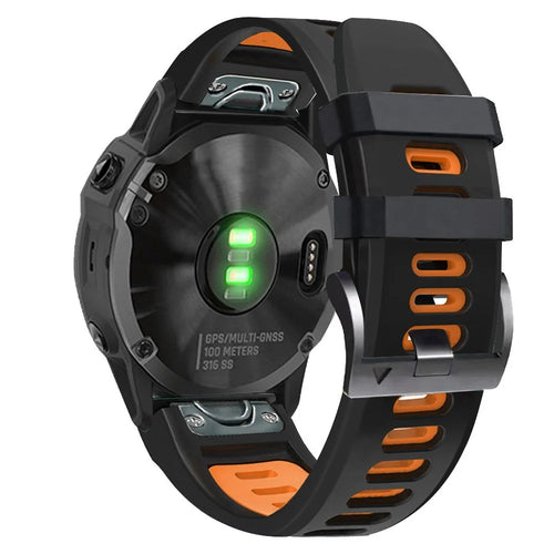For Huami Amazfit Falcon / Coros Vertix Silicone Watchband Quick Release Watch Strap - Black / Orange - 1