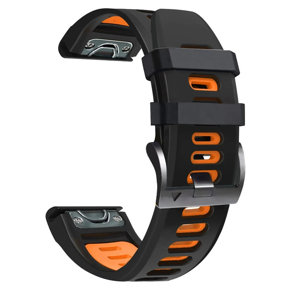 For Huami Amazfit Falcon / Coros Vertix Silicone Watchband Quick Release Watch Strap - Black / Orange - 2