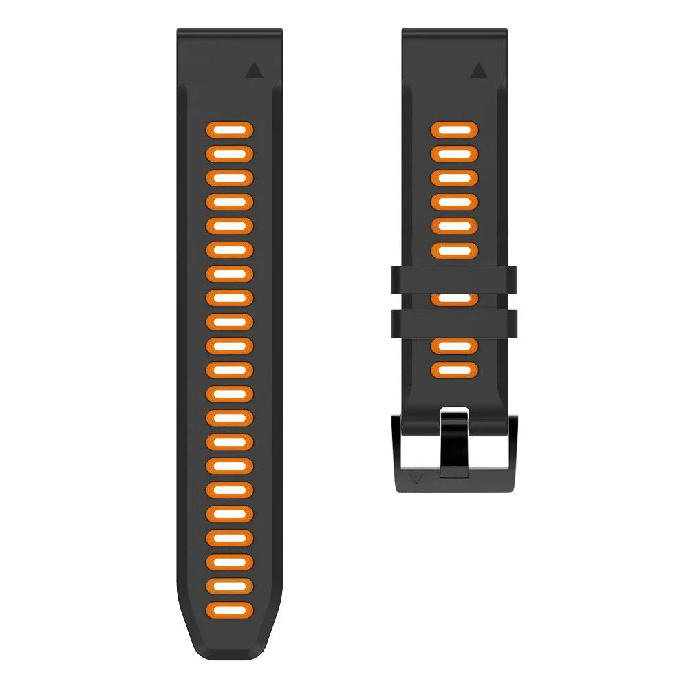 For Huami Amazfit Falcon / Coros Vertix Silicone Watchband Quick Release Watch Strap - Black / Orange - 3