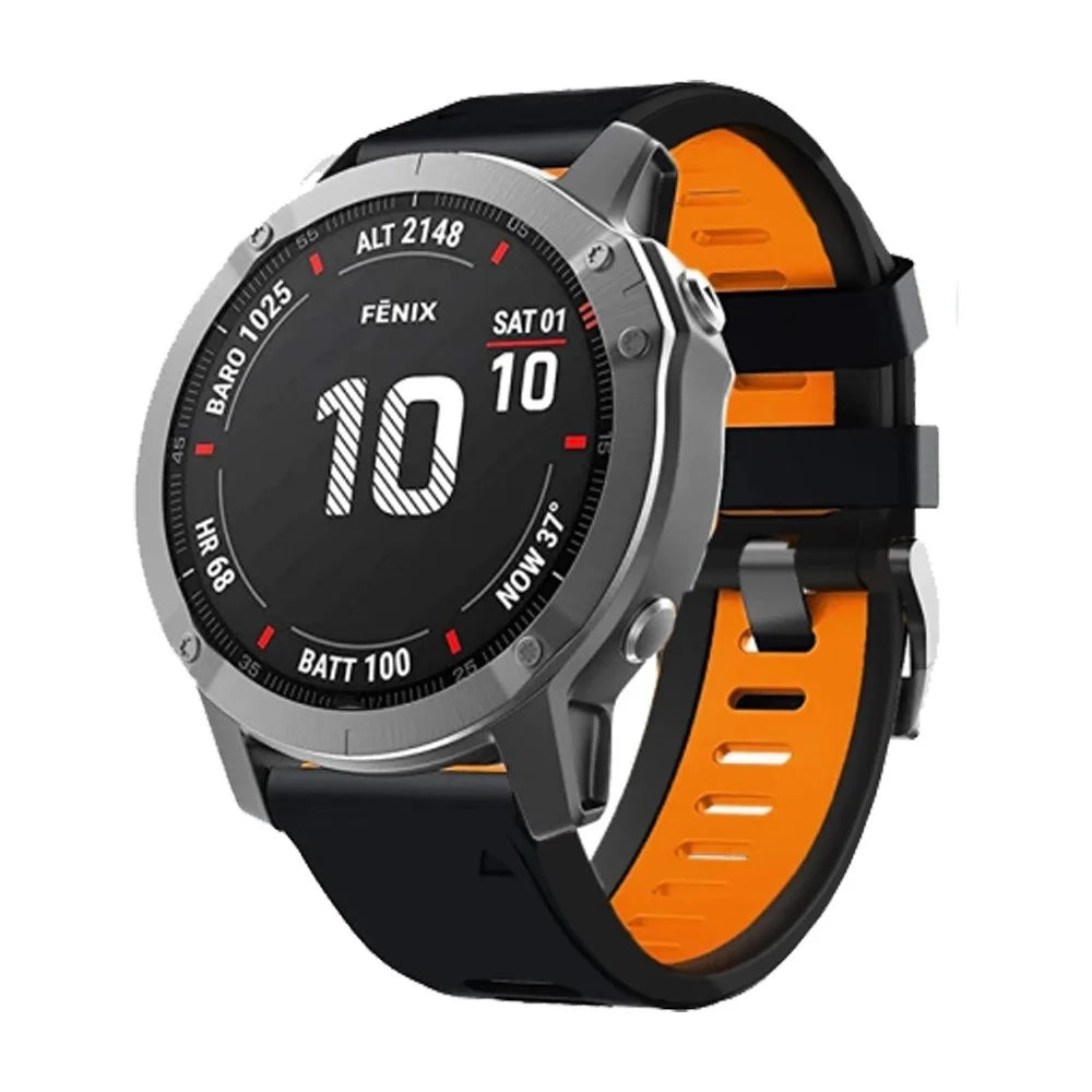 For Huami Amazfit Falcon / Coros Vertix Silicone Watchband Quick Release Watch Strap - Black / Orange - 4