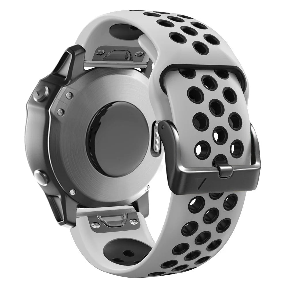 For Garmin Tactix Delta / Enduro / Fenix 7X Silicone Watch Band Dual Color Quick Release Wrist Strap - White / Black - 1