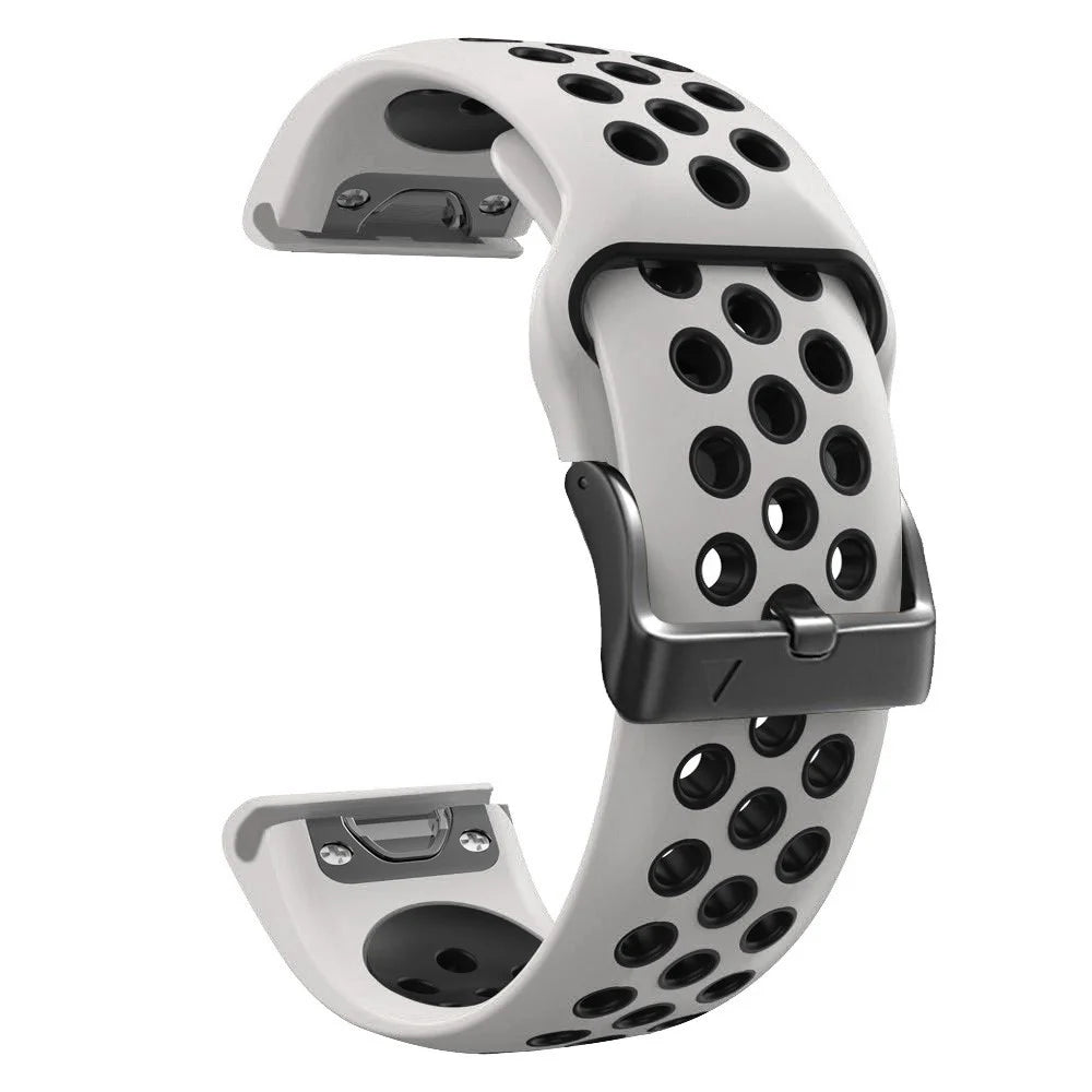 For Garmin Tactix Delta / Enduro / Fenix 7X Silicone Watch Band Dual Color Quick Release Wrist Strap - White / Black - 2