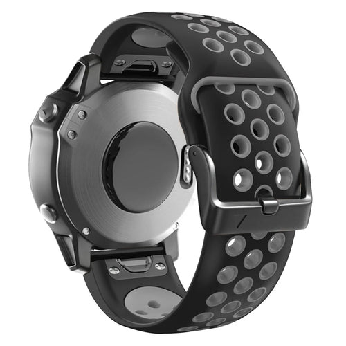 For Huami Amazfit Falcon / Coros Vertix / Garmin Fenix 7 Quick Release Watch Band Dual Color Silicone Wrist Strap - Black / Grey - 1