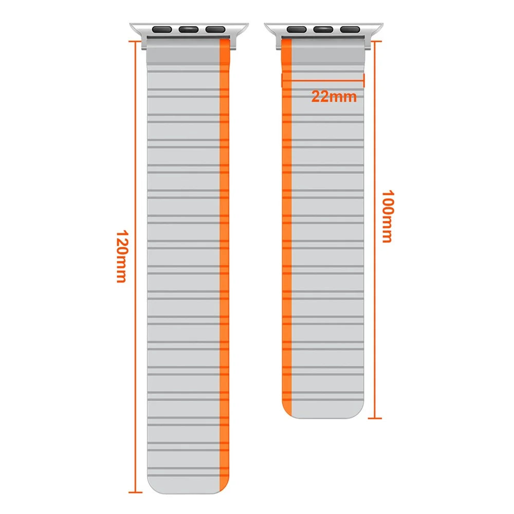 Magnetic Watch Band for Apple Watch Ultra 3 2 1 49mm / Series 11 10 46mm / 9 8 7 45mm / SE3 SE2 SE 6 5 4 44mm / 3 2 1 42mm Dual Color Silicone Watch Strap - Dark Blue / Baby Blue - 5