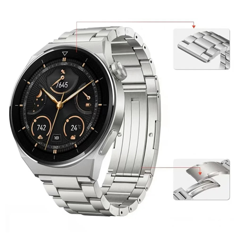 For Huawei Watch Buds / GT3 SE / GT3 Pro Titanium Steel Watch Band 22mm 3-Bead Metal Sports Strap - Silver - 2