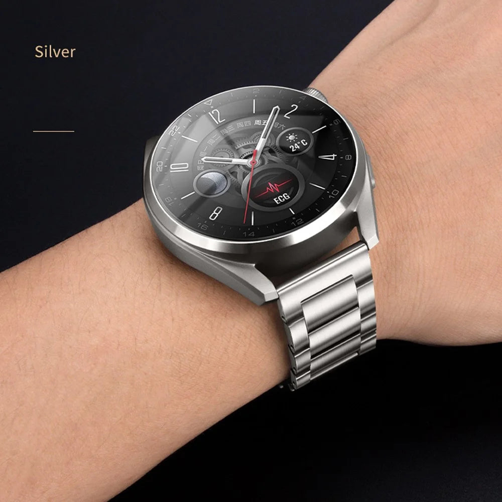 For Huawei Watch Buds / GT3 SE / GT3 Pro Titanium Steel Watch Band 22mm 3-Bead Metal Sports Strap - Silver - 5
