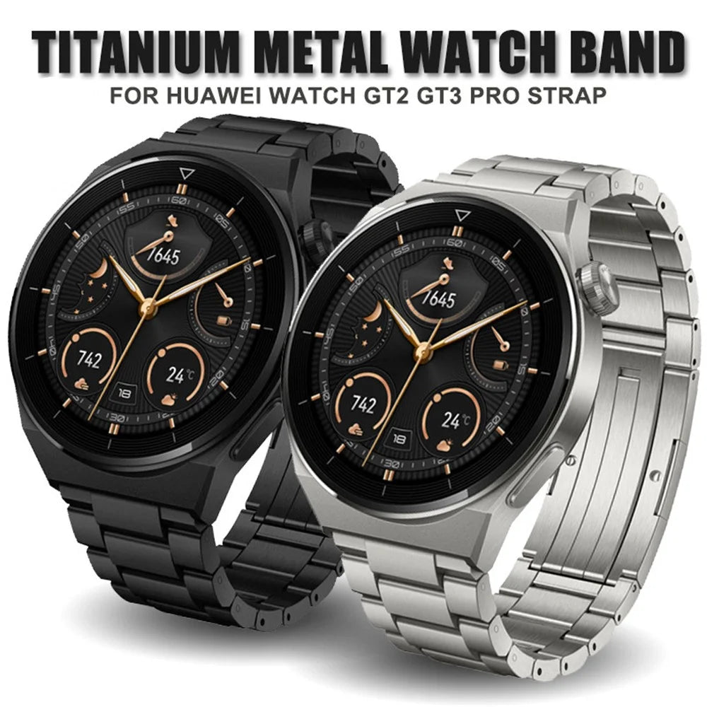 For Huawei Watch Buds / GT3 SE / GT3 Pro Titanium Steel Watch Band 22mm 3-Bead Metal Sports Strap - Silver - 7