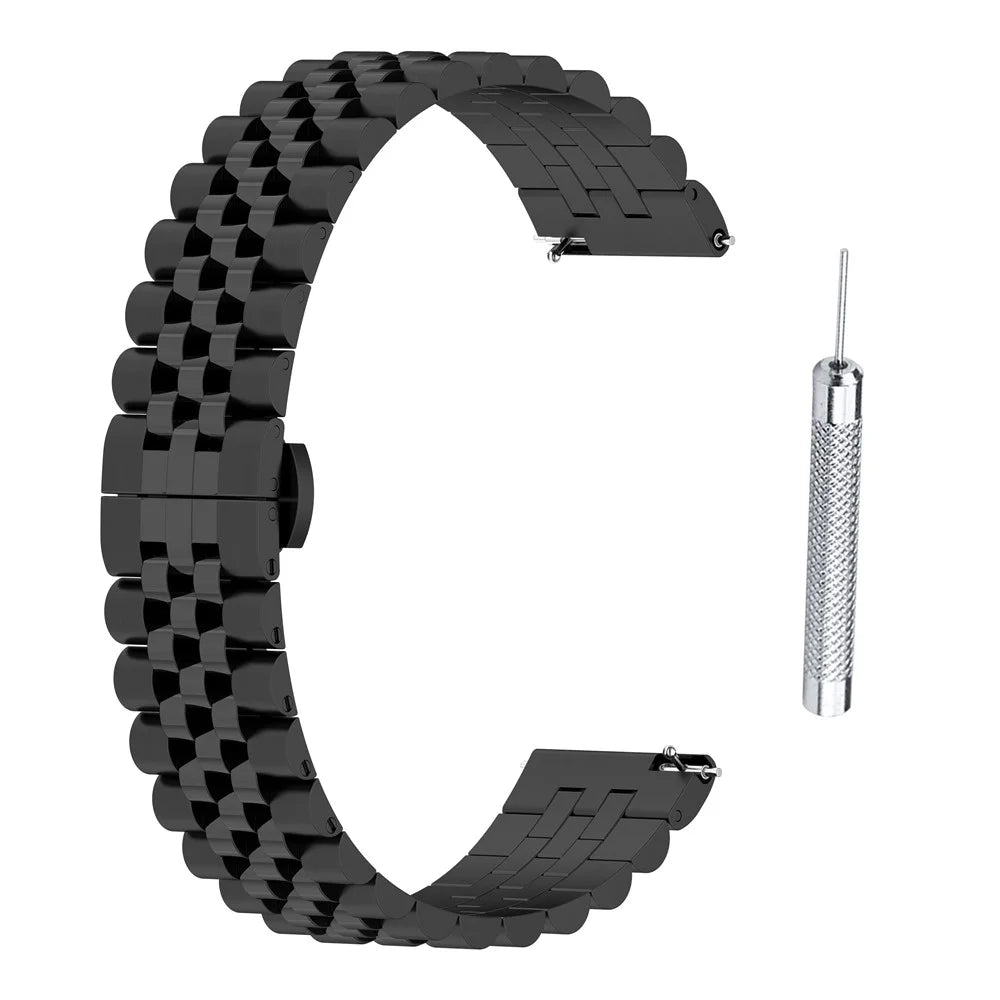 For Huawei Watch GT 4 46mm / Watch 4 / Garmin Forerunner 570 47mm / Forerunner 265 Watchband 22mm Stainless Steel Watch Strap - Black - 1