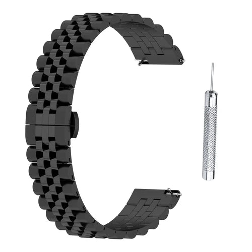 For Huawei Watch GT 4 46mm / Watch 4 / Garmin Forerunner 570 47mm / Forerunner 265 Watchband 22mm Stainless Steel Watch Strap - Black - 1