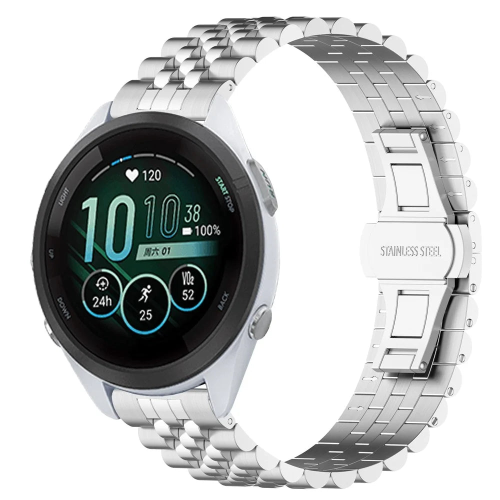 For Garmin Forerunner 265S / 255S / Vivoactive 4S Stainless Steel Watch Strap 18mm Watchband with Tool, Spring Bar - Silver - 5