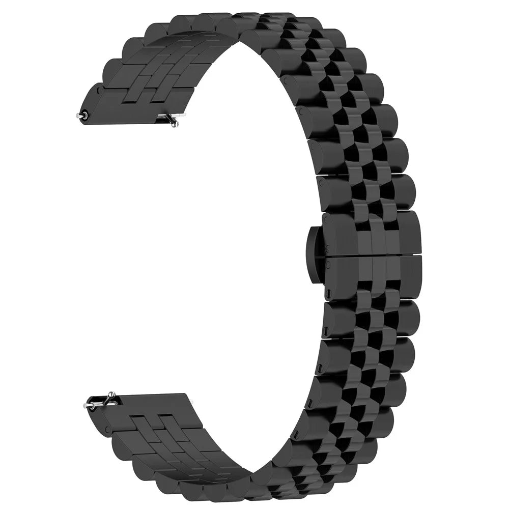 For Huawei Watch GT 4 41mm / Garmin Forerunner 265S / 255S / Vivoactive 4S Watch Strap with Tool, Spring Bar 18mm Stainless Steel Watch Band - Black - 2