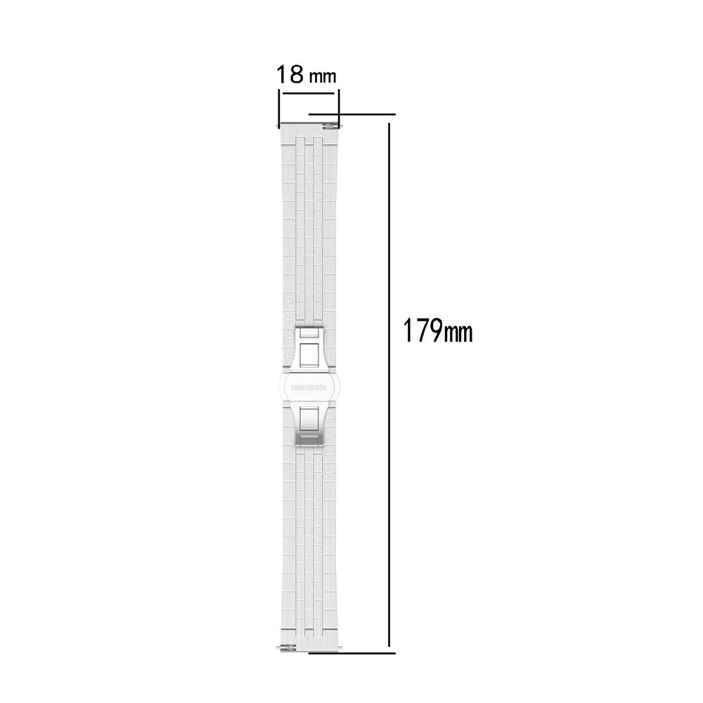 For Huawei Watch GT 4 41mm / Garmin Forerunner 265S / 255S / Vivoactive 4S Watch Strap with Tool, Spring Bar 18mm Stainless Steel Watch Band - Black - 7
