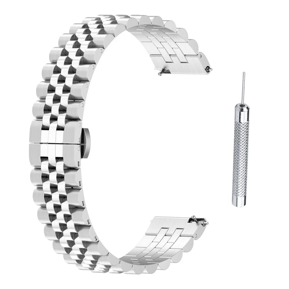 For Huawei Watch GT 4 46mm / Garmin Forerunner 955 / 965 / 945 / 265 Watch Strap with Tool, Spring Bar Stainless Steel 22mm Watch Band - Silver - 1