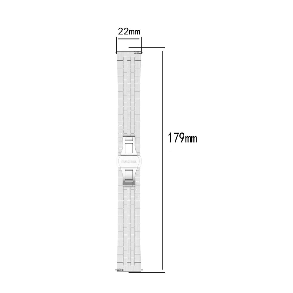 For Huawei Watch GT 4 46mm / Garmin Forerunner 955 / 965 / 945 / 265 Watch Strap with Tool, Spring Bar Stainless Steel 22mm Watch Band - Silver - 7