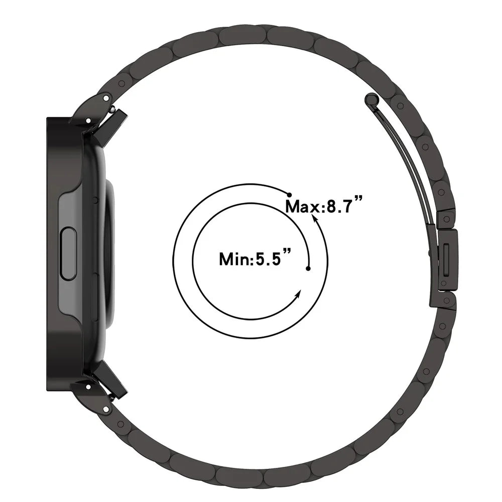 For Xiaomi Redmi Watch 3 / Mi Watch Lite 3 Stainless Steel Watchband 3 Beads Wrist Strap with Watch Case - Black - 6