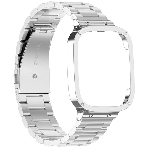 For Xiaomi Redmi Watch 3 / Mi Watch Lite 3 Watch Strap Stainless Steel 20mm Watch Band with Watch Case - Silver - 1