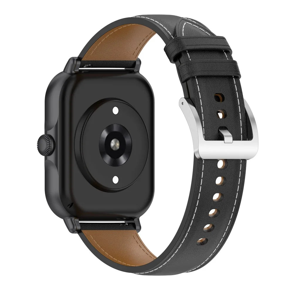 For Huami Amazfit GTS 4 Mini / Bip 3 Pro / Bip 3 / Samsung Galaxy Watch 5 / 4 Watch Band Top Layer Cowhide Leather 20mm Wrist Strap - Black - 4