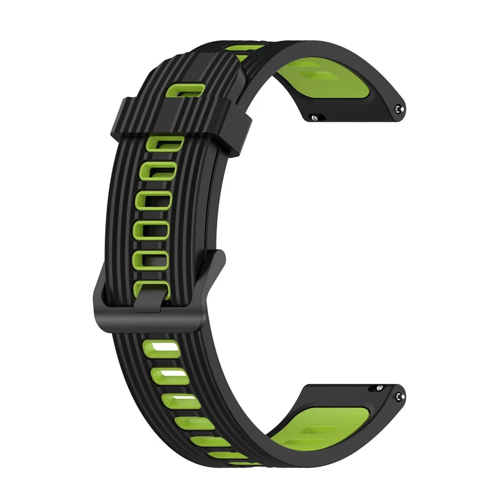 For Huawei Watch GT 3 SE / Samsung Galaxy Watch3 45mm Silicone Watch Band 22mm Dual Color Stripes Wrist Strap - Black / Lime - 2