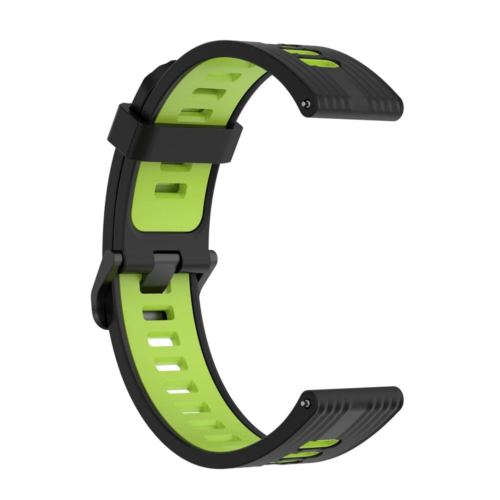For Huawei Watch GT 3 SE / Samsung Galaxy Watch3 45mm Silicone Watch Band 22mm Dual Color Stripes Wrist Strap - Black / Lime - 3