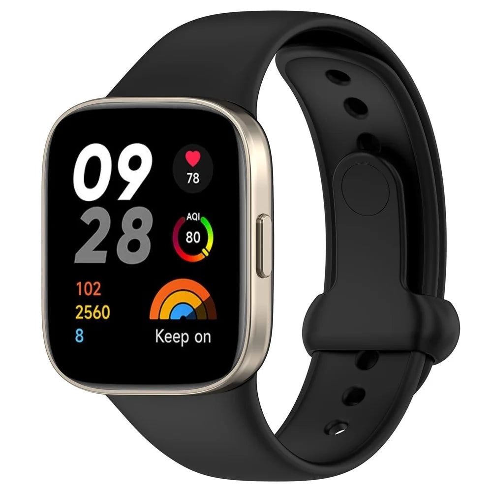 For Xiaomi Redmi Watch 3 / Mi Watch Lite 3 Silicone Watch Strap Snap Button Adjustable Watch Band - Black - 5
