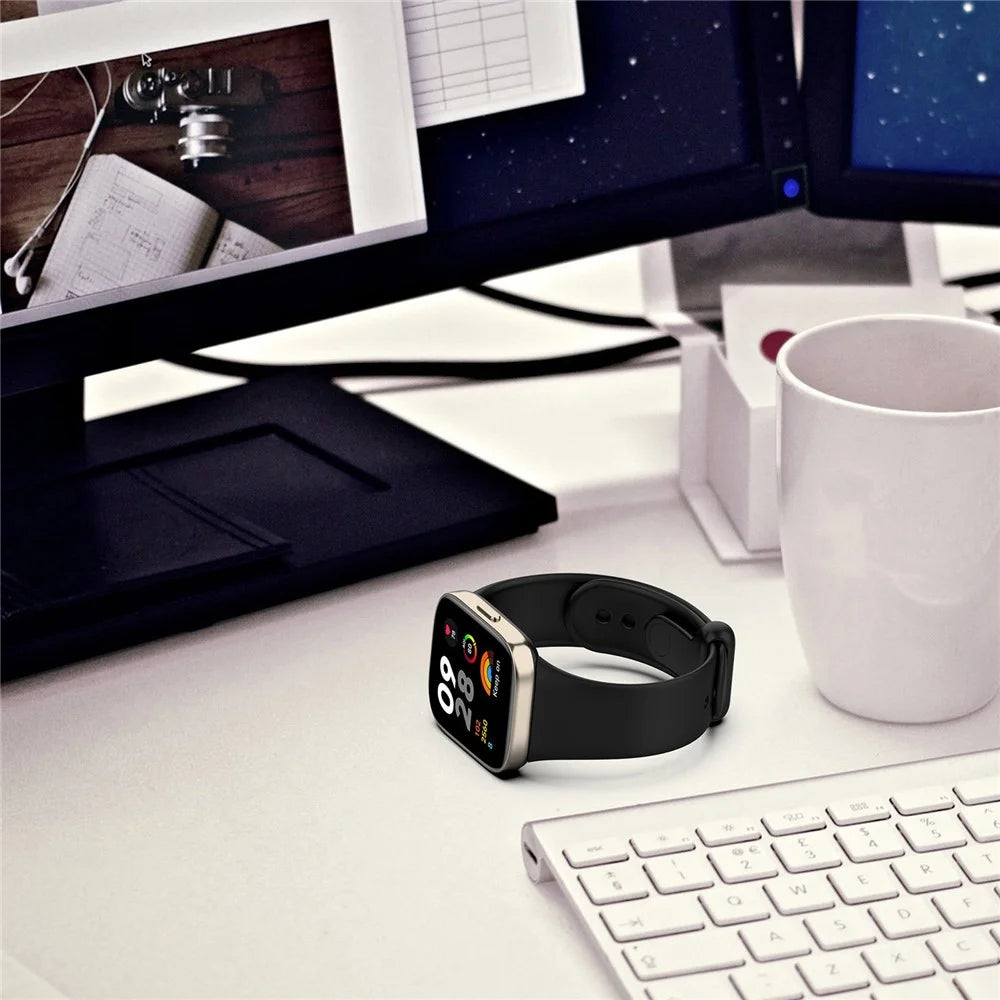 For Xiaomi Redmi Watch 3 / Mi Watch Lite 3 Silicone Watch Strap Snap Button Adjustable Watch Band - Black - 7