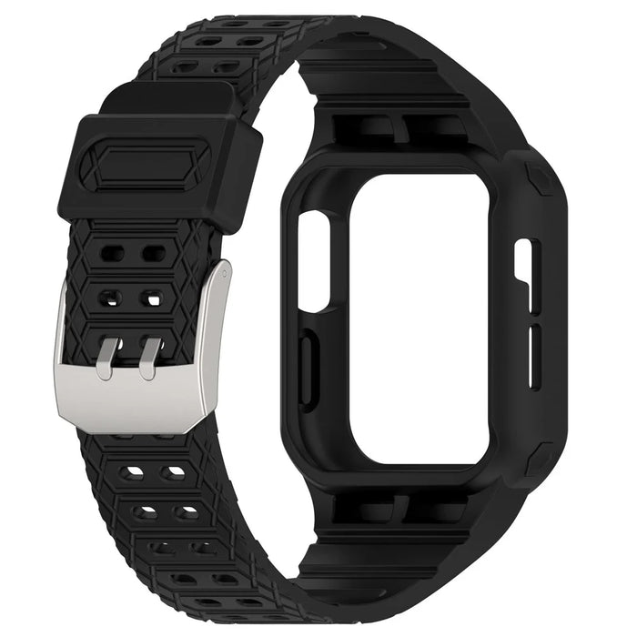TPE Watch Strap for Apple Watch Ultra 49mm Integral Watch Band with Case - Black - 1