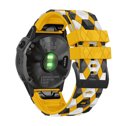 For Garmin Fenix 7 / Descent G1 / Epix Gen2 Silicone Watch Band Football Pattern 22mm Watch Strap - Yellow - 1
