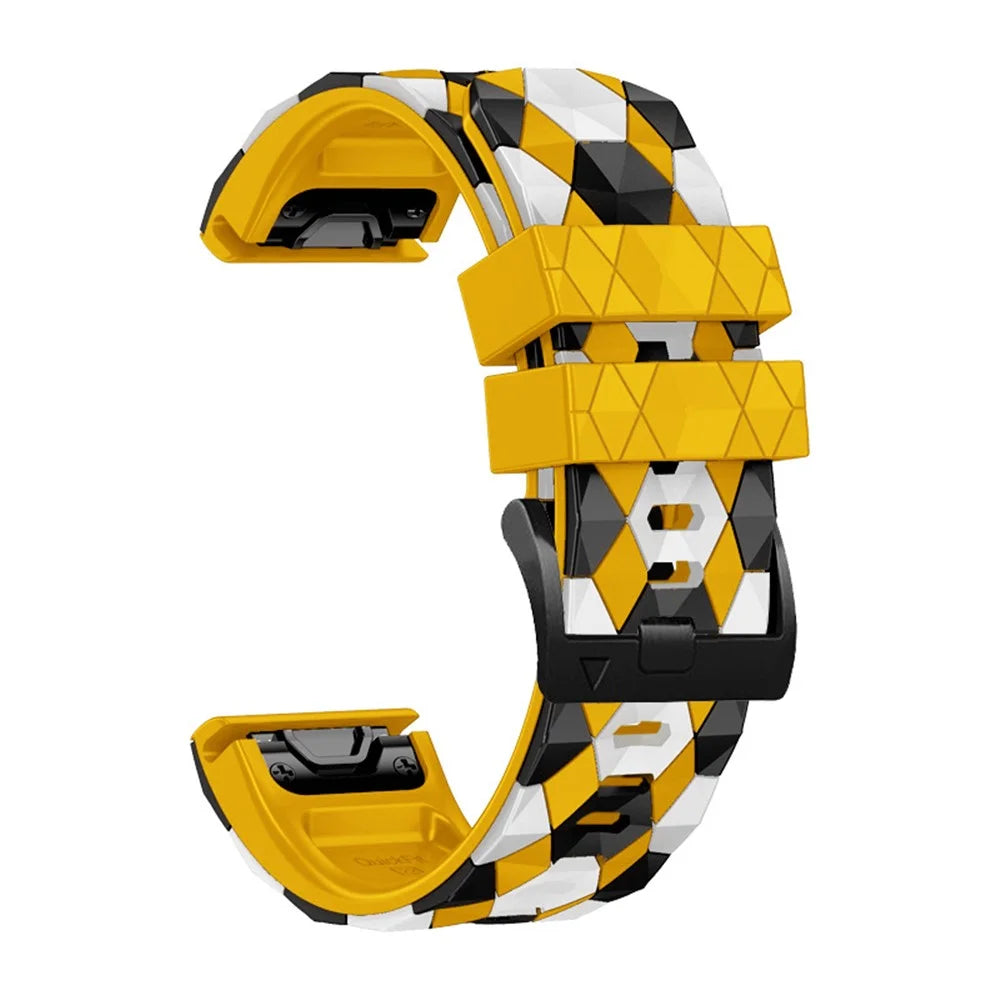 For Garmin Fenix 7 / Descent G1 / Epix Gen2 Silicone Watch Band Football Pattern 22mm Watch Strap - Yellow - 2
