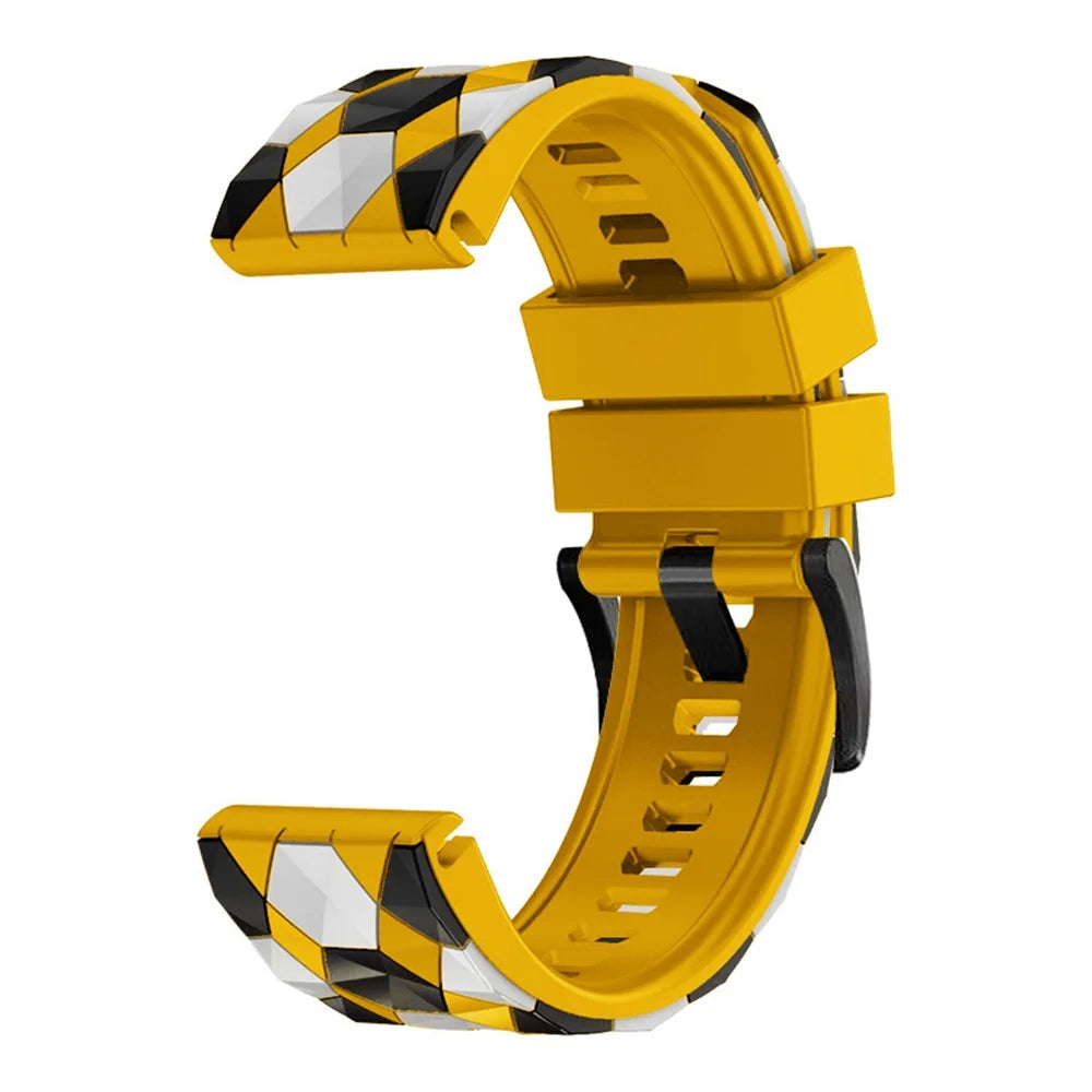 For Garmin Fenix 7 / Descent G1 / Epix Gen2 Silicone Watch Band Football Pattern 22mm Watch Strap - Yellow - 3