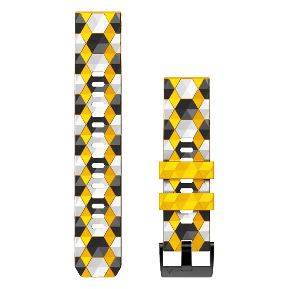 For Garmin Fenix 7 / Descent G1 / Epix Gen2 Silicone Watch Band Football Pattern 22mm Watch Strap - Yellow - 4