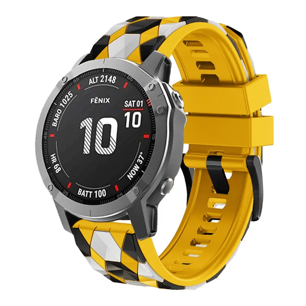 For Garmin Fenix 7 / Descent G1 / Epix Gen2 Silicone Watch Band Football Pattern 22mm Watch Strap - Yellow - 5
