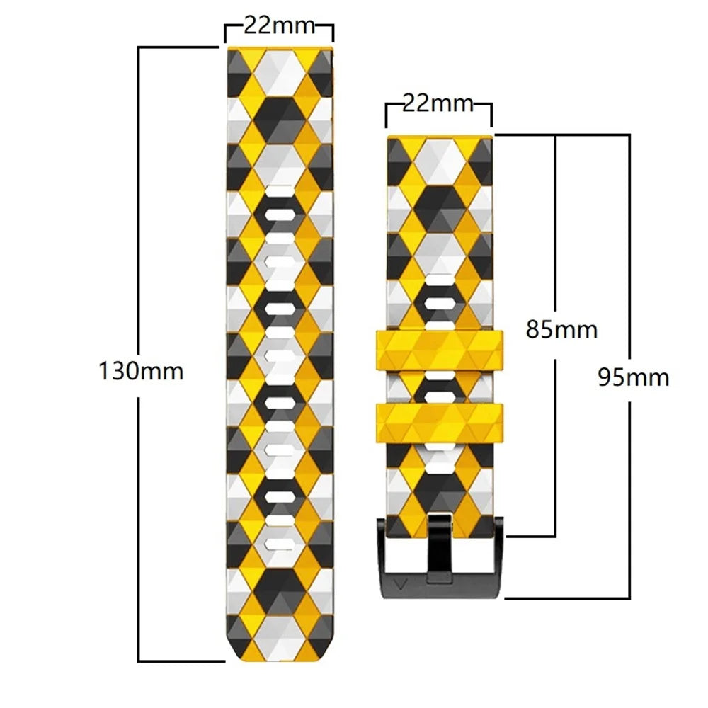 For Garmin Fenix 7 / Descent G1 / Epix Gen2 Silicone Watch Band Football Pattern 22mm Watch Strap - Yellow - 6