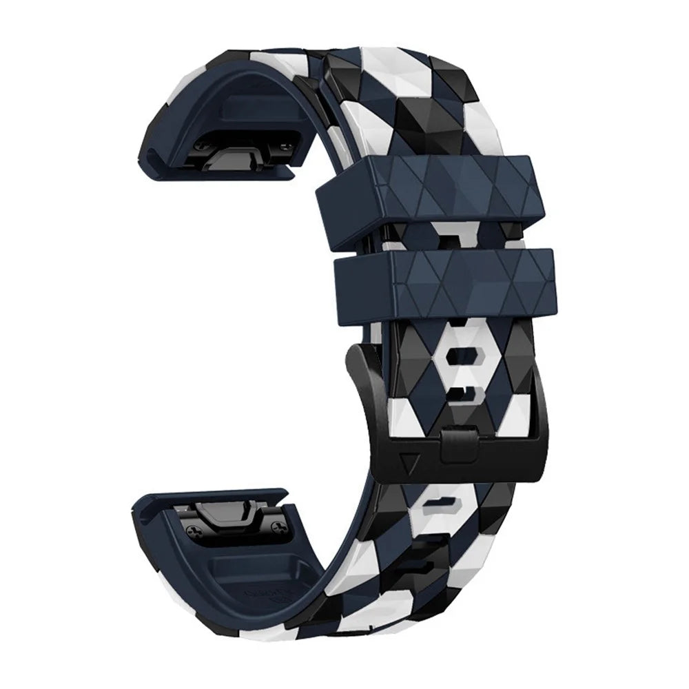 For Garmin Fenix 7X / Fenix 3 / Fenix 3 HR Silicone Watch Strap Football Pattern 26mm TPE Watch Band - Midnight Blue - 2