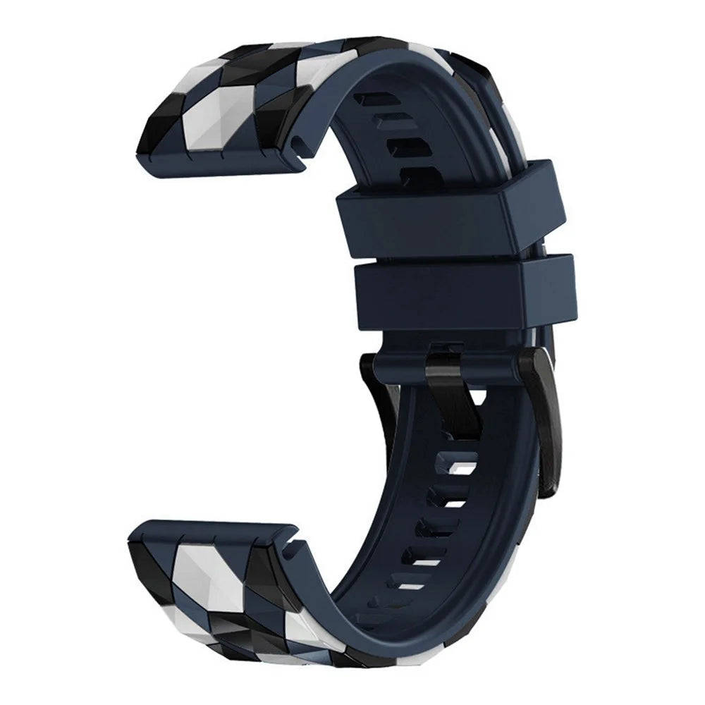 For Garmin Fenix 7X / Fenix 3 / Fenix 3 HR Silicone Watch Strap Football Pattern 26mm TPE Watch Band - Midnight Blue - 3