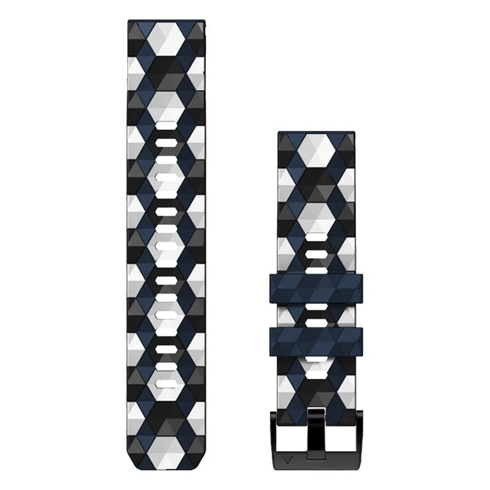 For Garmin Fenix 7X / Fenix 3 / Fenix 3 HR Silicone Watch Strap Football Pattern 26mm TPE Watch Band - Midnight Blue - 4