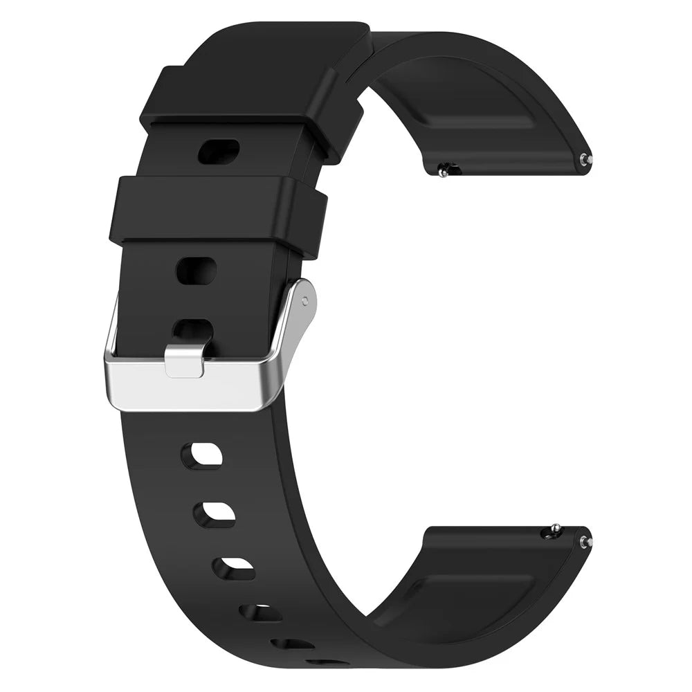 For OnePlus Nord Watch Silicone Watch Strap Adjustable Watch Band with Silver Stainless Steel Buckle - Black - 2