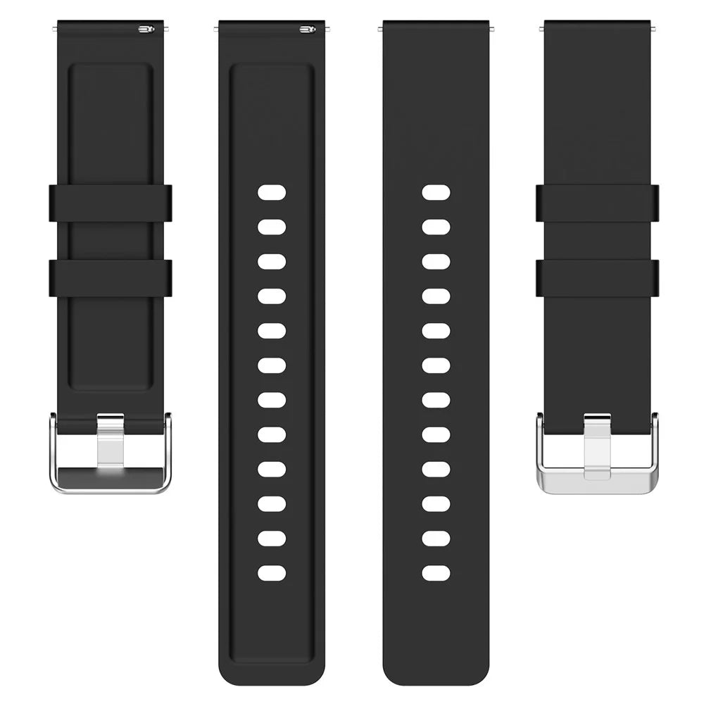 For OnePlus Nord Watch Silicone Watch Strap Adjustable Watch Band with Silver Stainless Steel Buckle - Black - 4