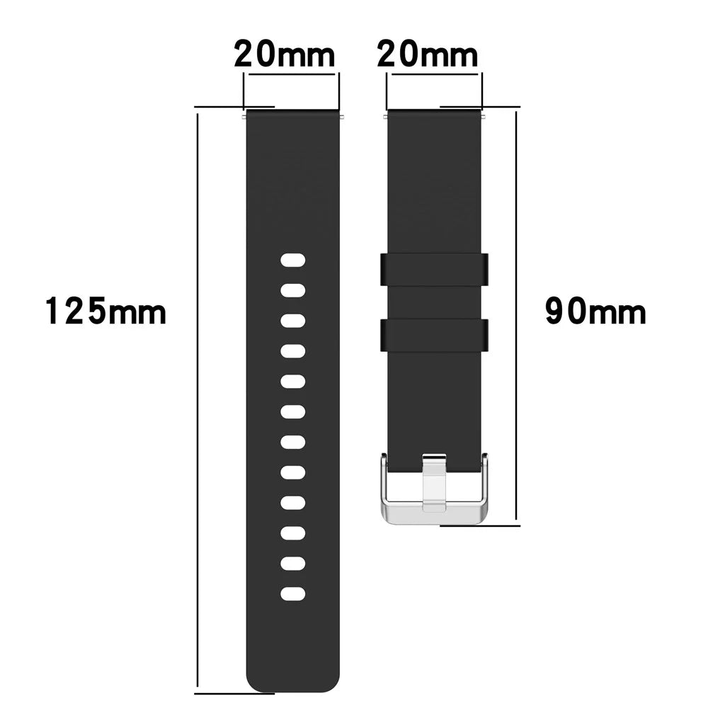 For OnePlus Nord Watch Silicone Watch Strap Adjustable Watch Band with Silver Stainless Steel Buckle - Black - 7