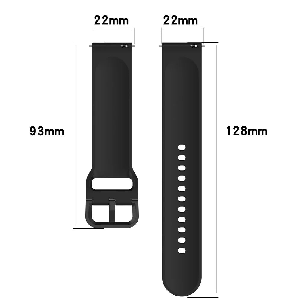 For Samsung Galaxy Watch3 45mm / Huawei Watch GT 3 SE Universal Watch Strap 22mm Silicone Adjustable Wrist Band - Black - 7