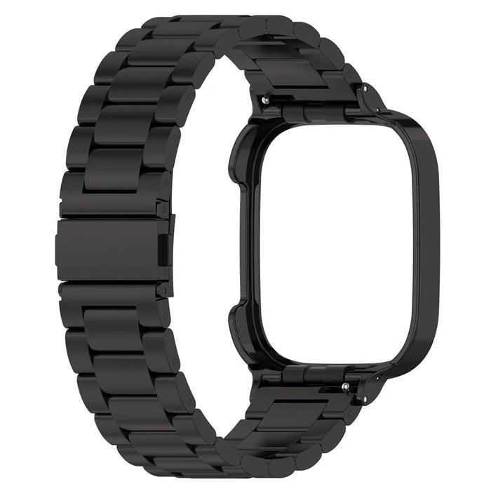 For Xiaomi Redmi Watch 3  /  Mi Watch Lite 3 Wrist Strap, 20mm Stainless Steel Watchband with Watch Case - Black - 1